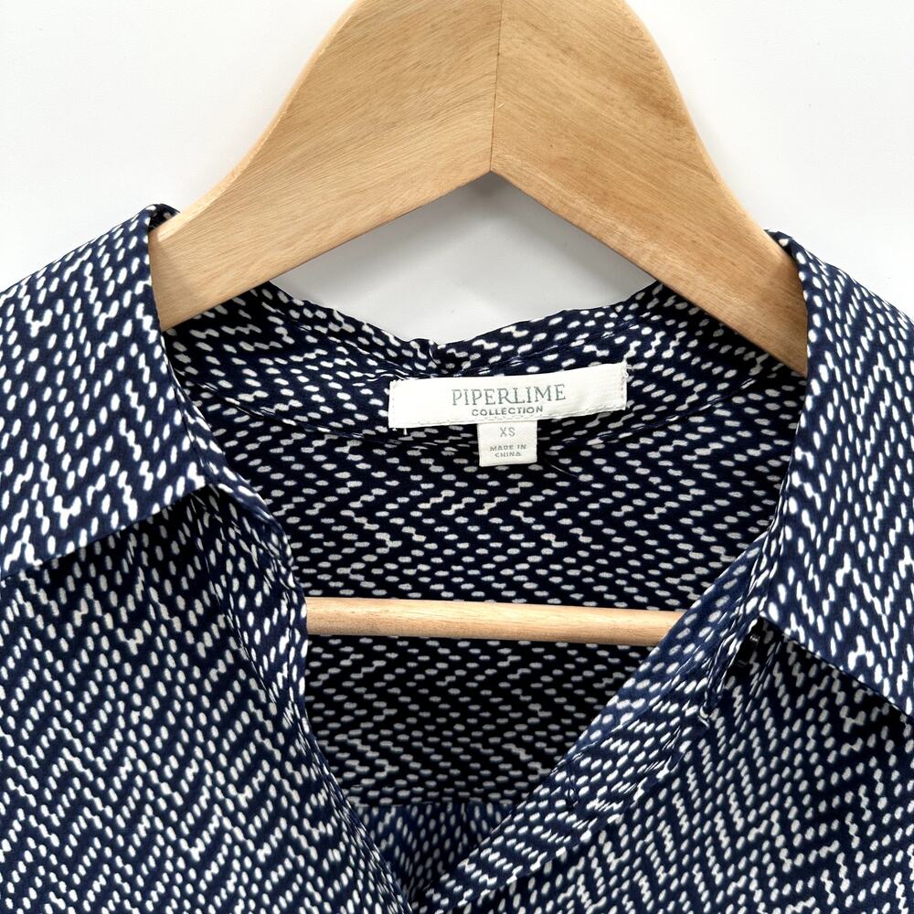Piperlime Herringbone Collared Button Down Shirt … - image 2